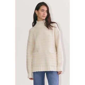 Everlane Women XS Sweater Oversized Turtleneck Luxe Merino Wool Bone Ivory NEW